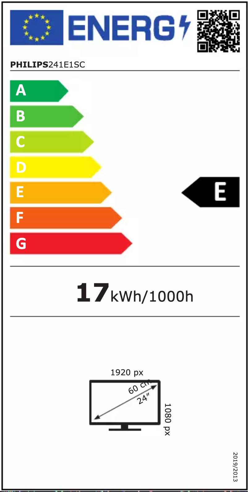 Page n°1 - Label énergétique Philips E Line 241E1SC