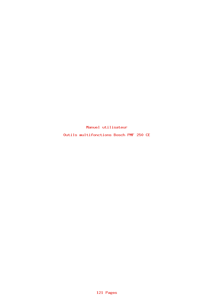 Page 1 de la notice Manuel utilisateur Bosch PMF 250 CE
