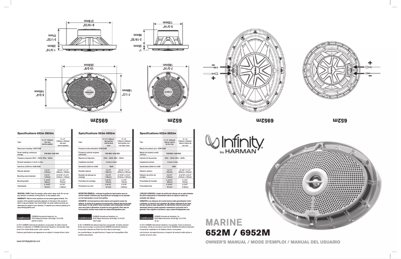 Page 1 de la notice Manuel utilisateur Infinity 652M