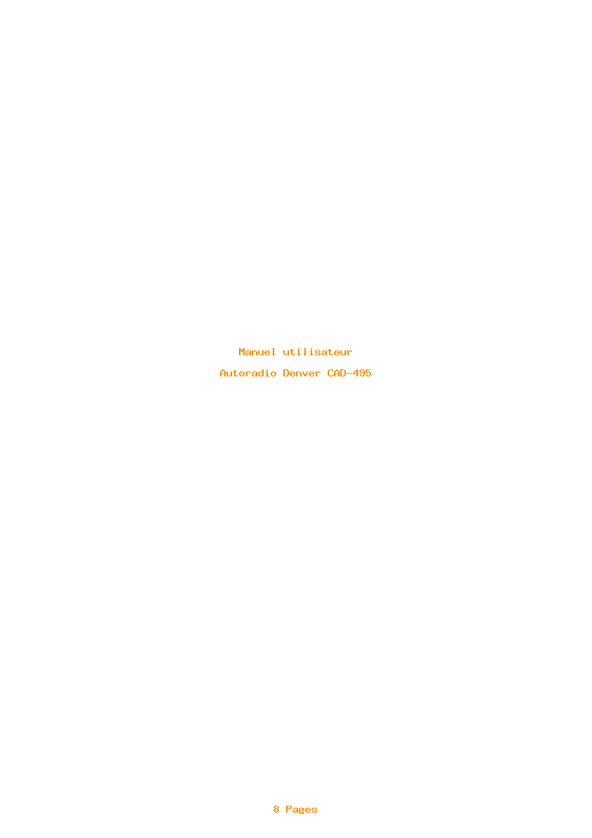 Page 1 de la notice Manuel utilisateur Denver CAD-495