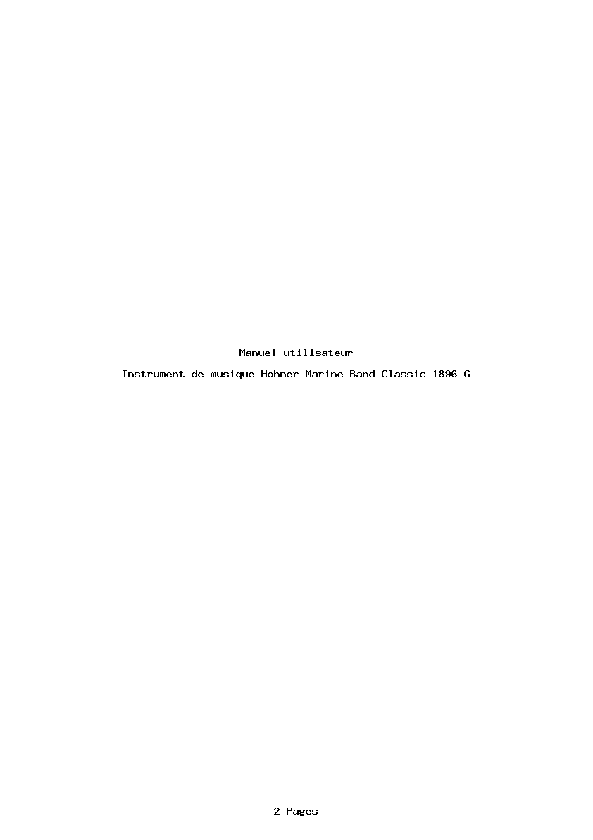 Page 1 de la notice Manuel utilisateur Hohner Marine Band Classic 1896 G