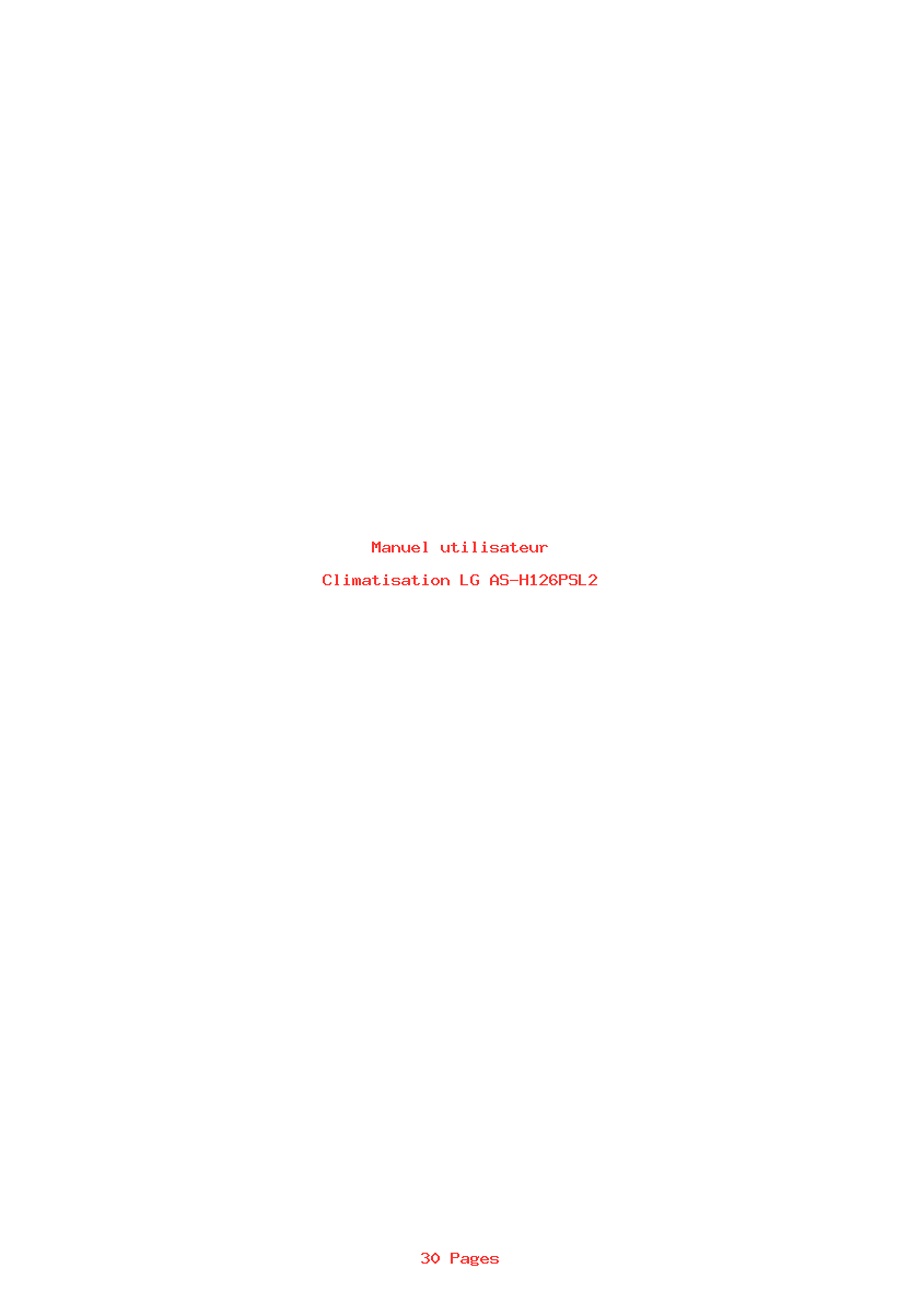 Page 1 de la notice Manuel utilisateur LG AS-H126PSL2