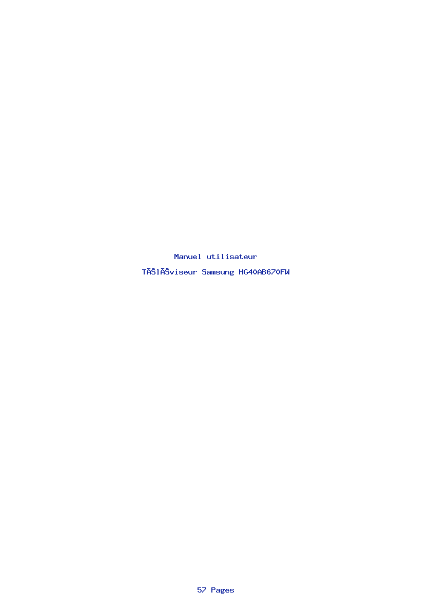 Page 1 de la notice Manuel utilisateur Samsung HG40AB670FW