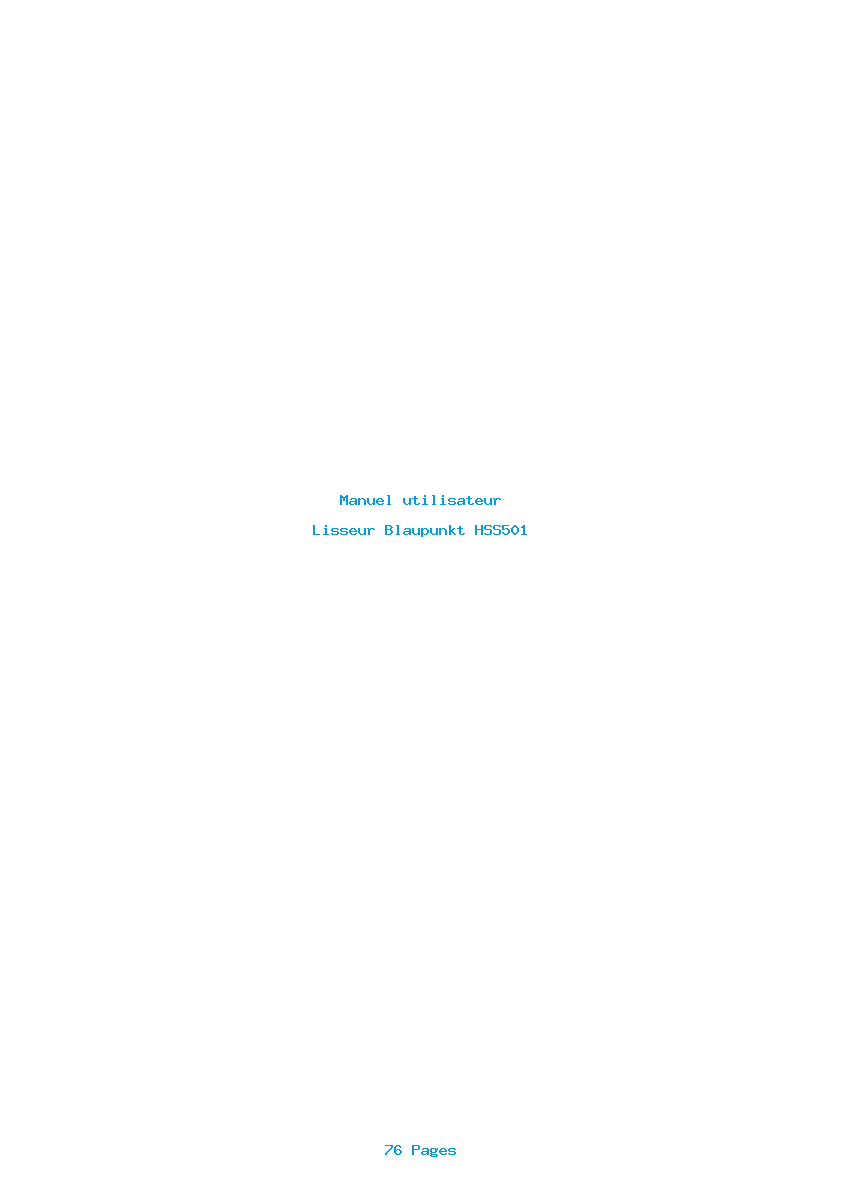 Page 1 de la notice Manuel utilisateur Blaupunkt HSS501