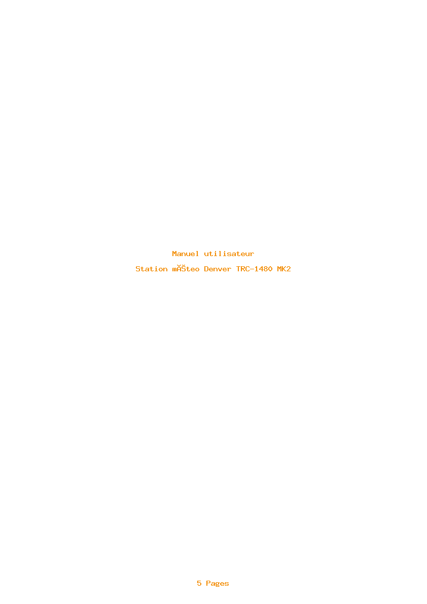 Page 1 de la notice Manuel utilisateur Denver TRC-1480 MK2
