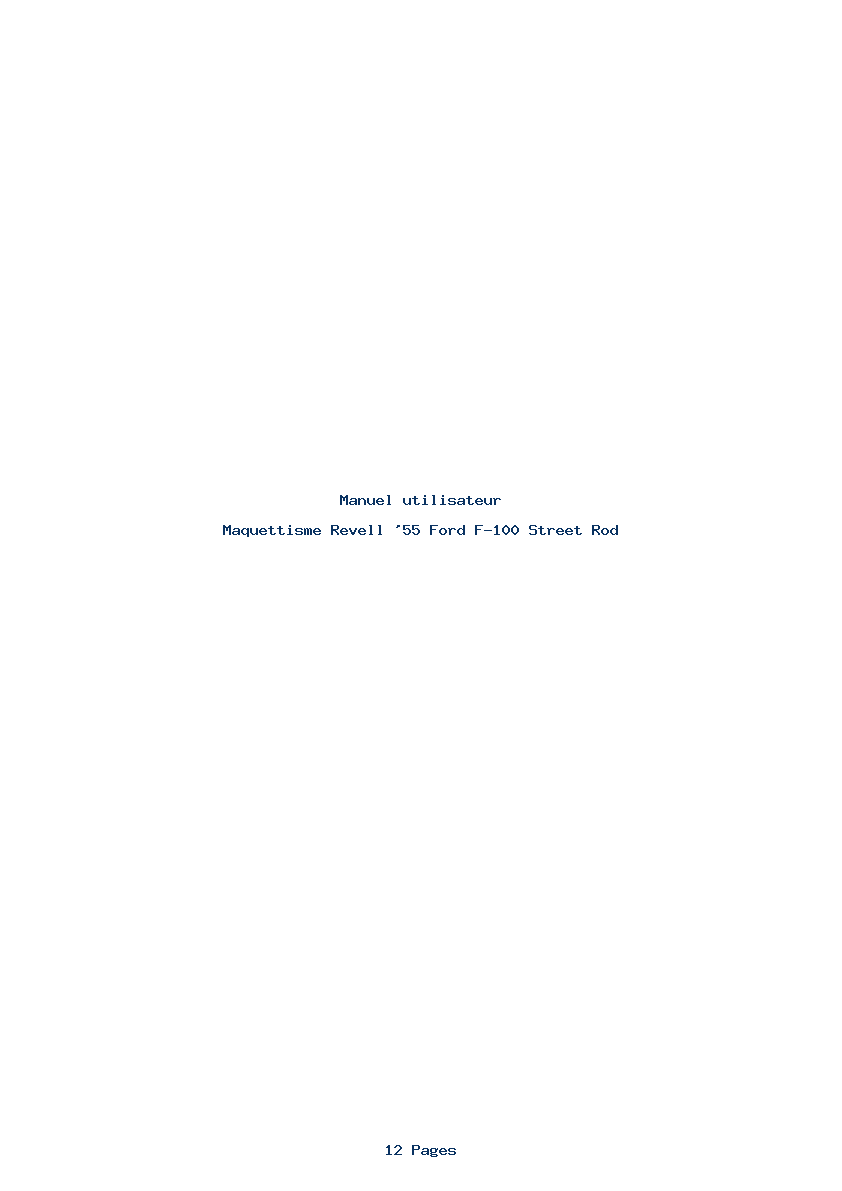 Page 1 de la notice Manuel utilisateur Revell '55 Ford F-100 Street Rod