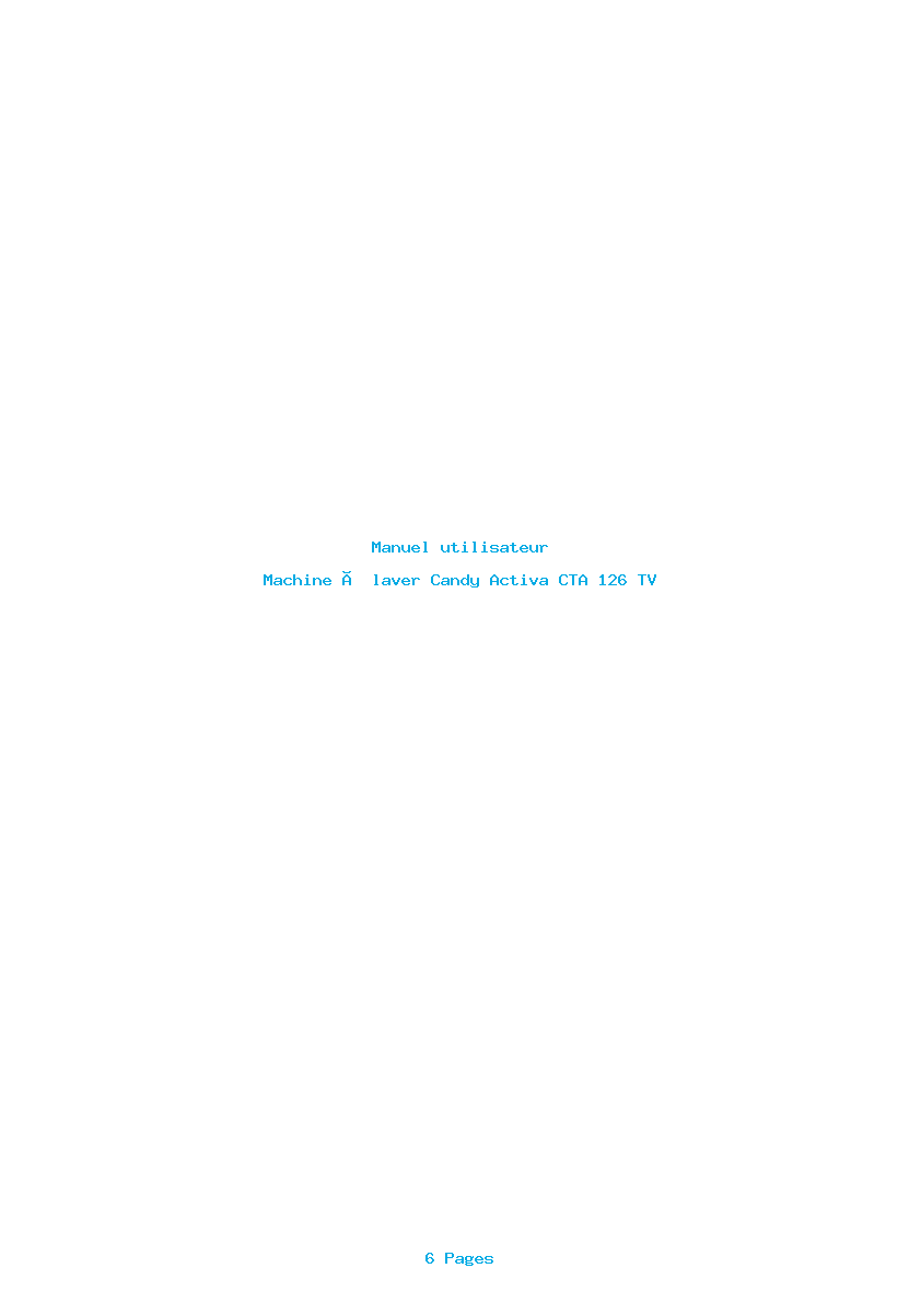 Page 1 de la notice Manuel utilisateur Candy Activa CTA 126 TV