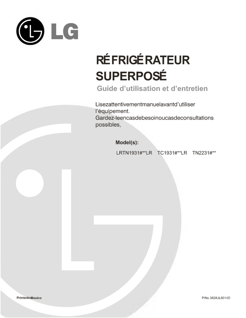 Page 1 de la notice Manuel utilisateur LG LRTN19311WW