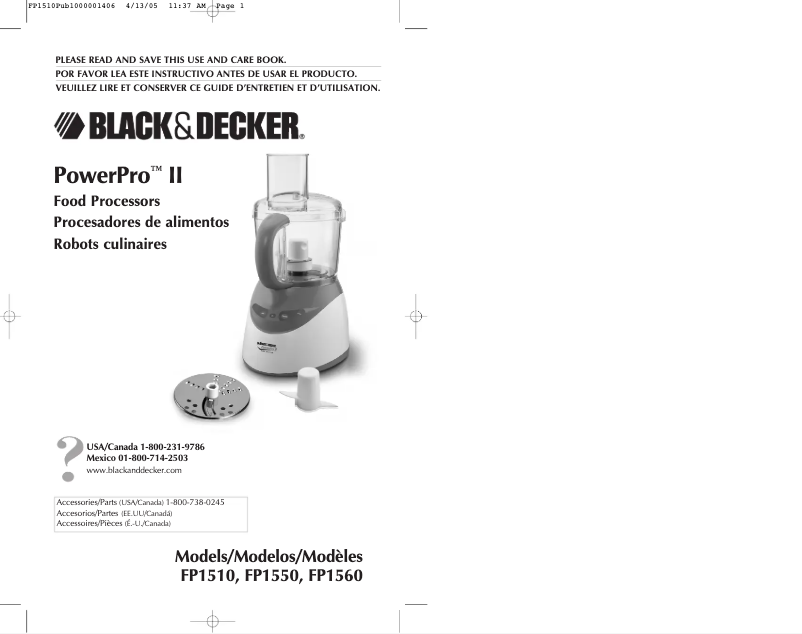 Página 1 del manual Manual de usuario Black & Decker PowerPro II FP1560