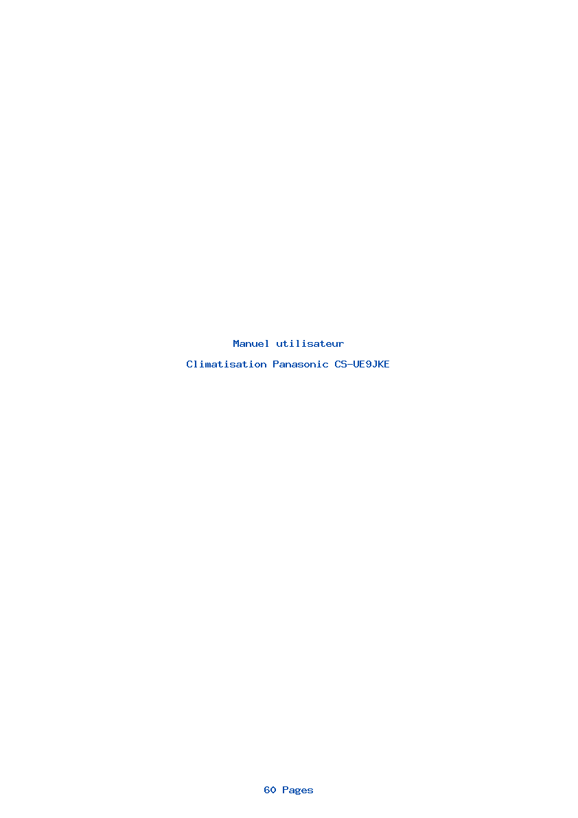 Page 1 de la notice Manuel utilisateur Panasonic CS-UE9JKE