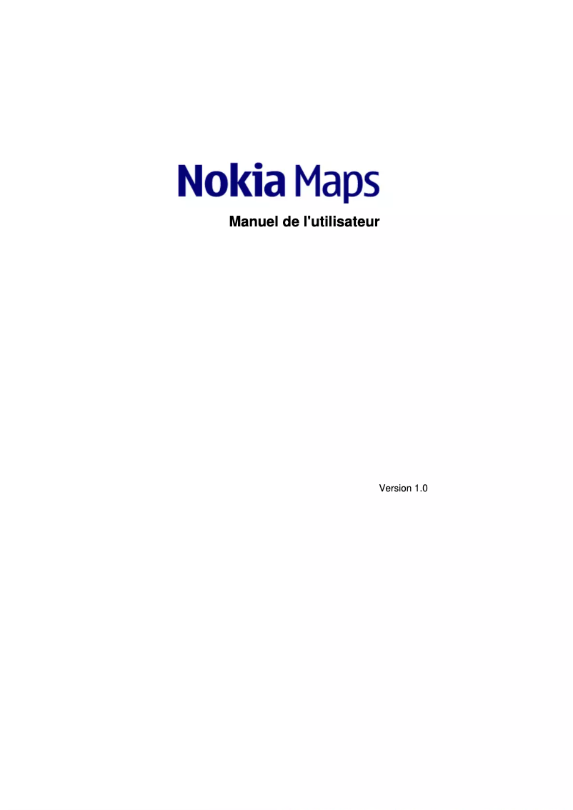 Page 1 de la notice Manuel utilisateur Nokia Maps