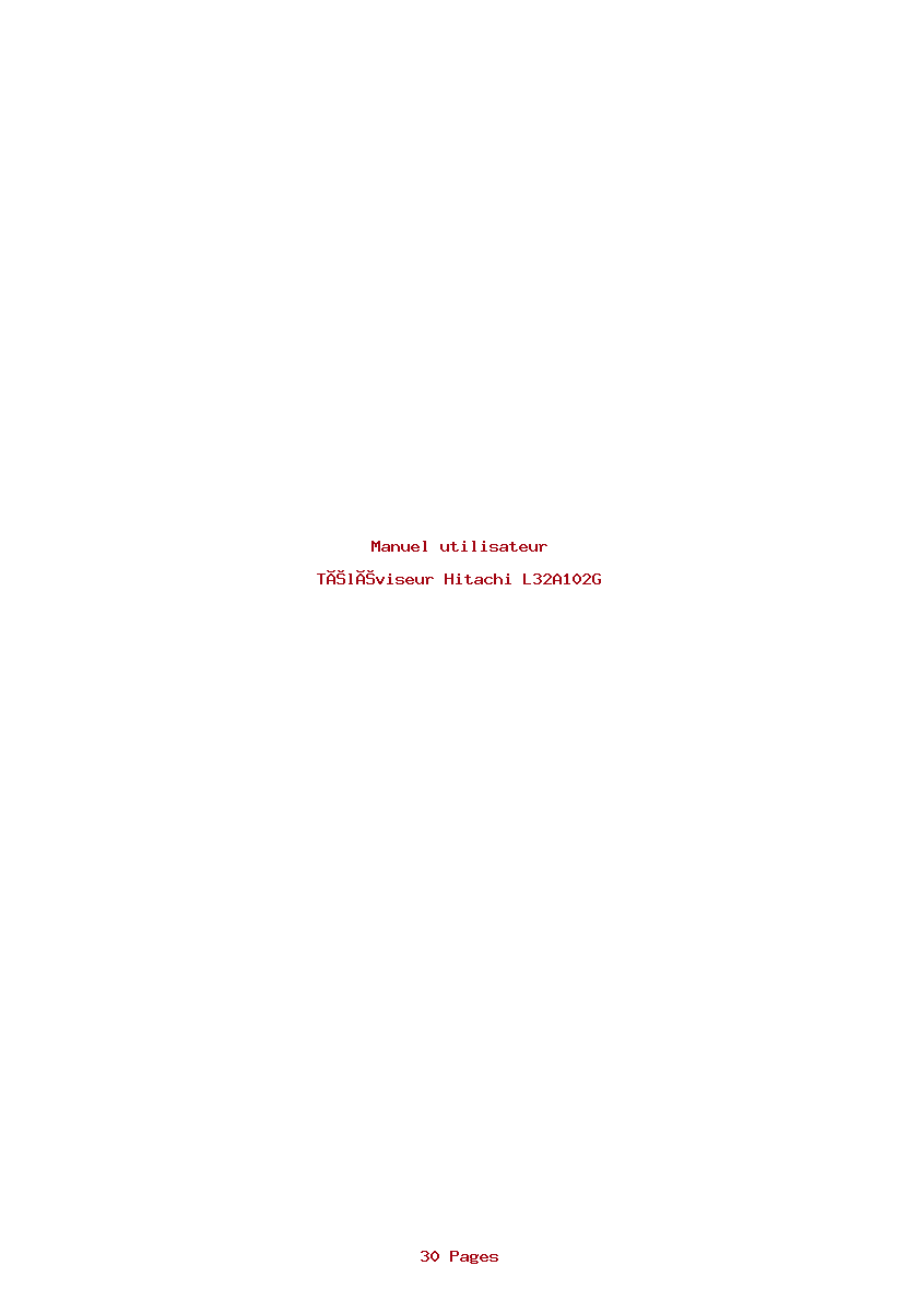 Page 1 de la notice Manuel utilisateur Hitachi L32A102G