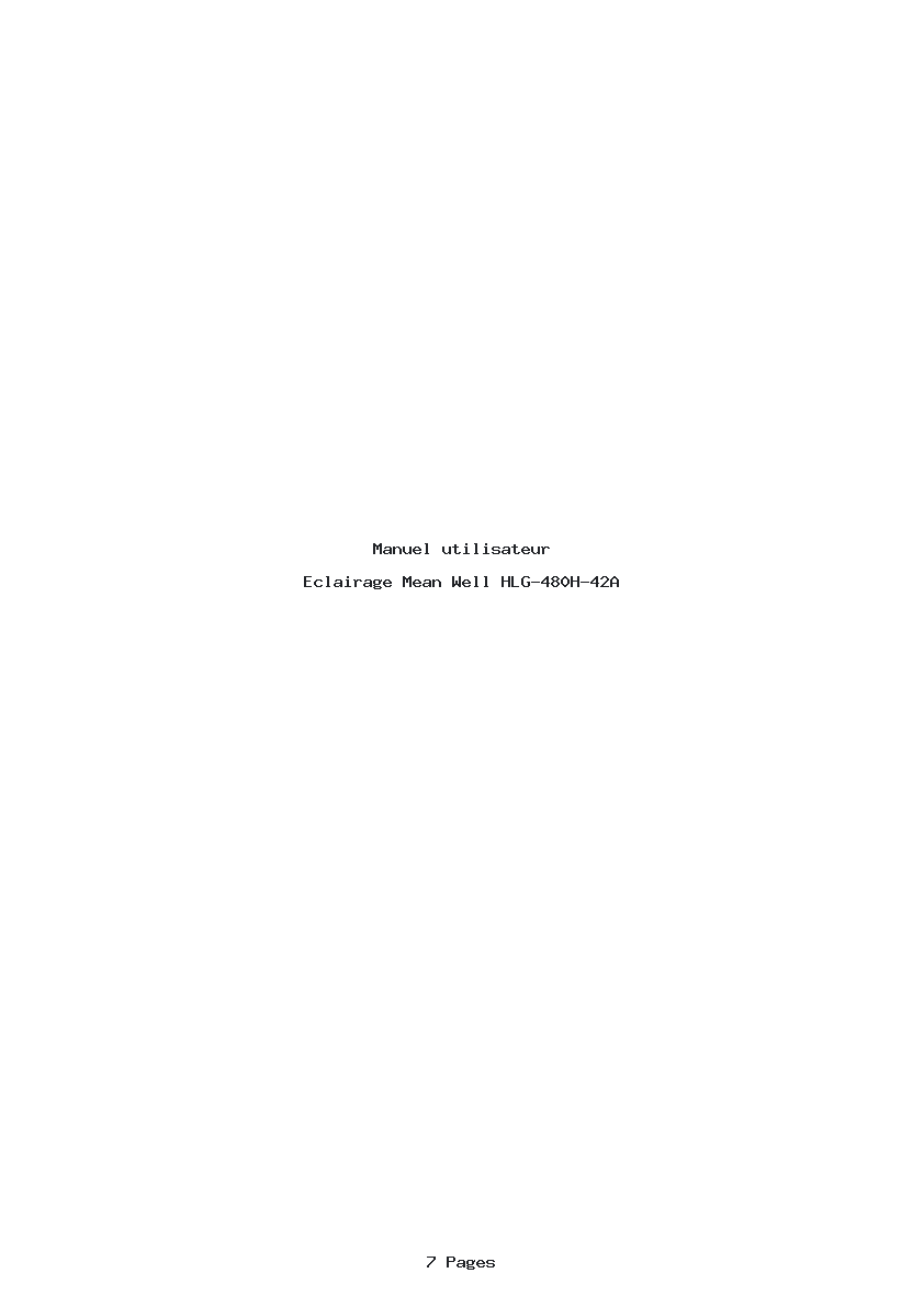Page 1 de la notice Manuel utilisateur Mean Well HLG-480H-42A