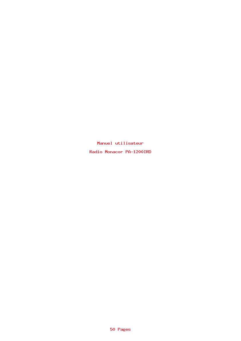 Page 1 de la notice Manuel utilisateur Monacor PA-1200IRD