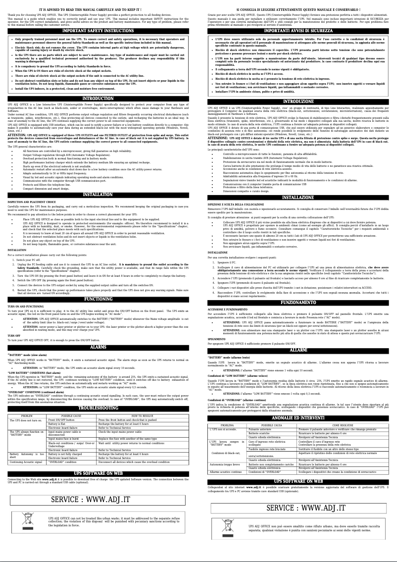 Page 1 of the manual User Manual Adj 650-00842