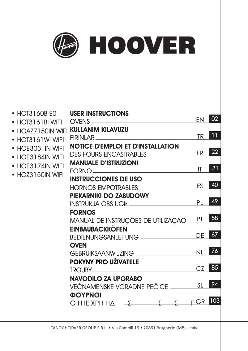 Página 1 del manual Manual de instrucciones Hoover HOE3184IN WIFI