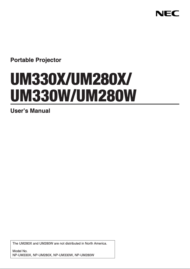 Page 1 de la notice Manuel utilisateur NEC NP-UM330W