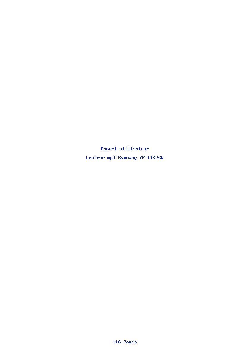 Page 1 de la notice Manuel utilisateur Samsung YP-T10JCW