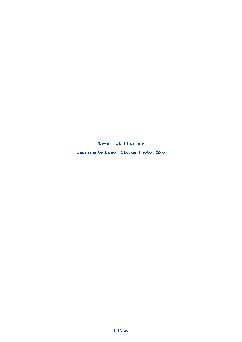 Page 1 de la notice Manuel utilisateur Epson Stylus Photo R270
