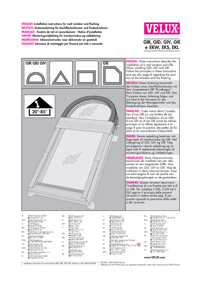 Page 1 of the manual User Manual Velux GIV