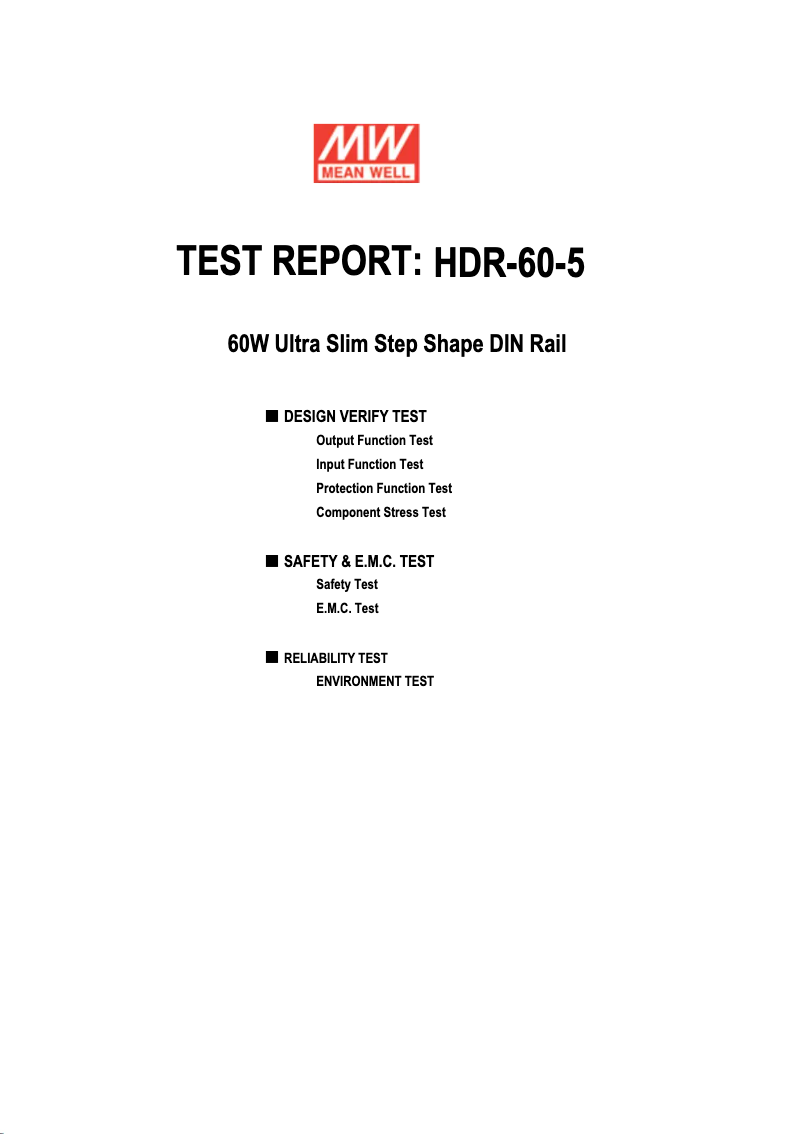 Page 1 de la notice Manuel utilisateur Mean Well HDR-60-5