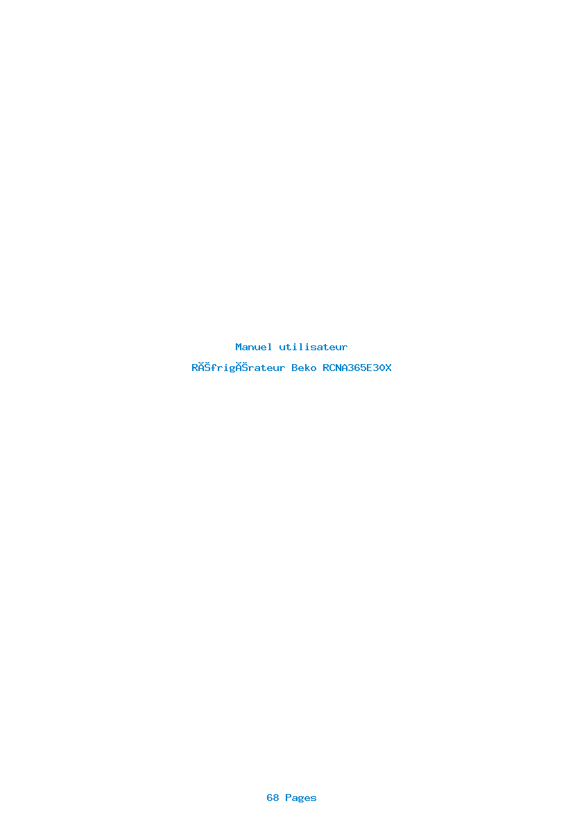 Page 1 de la notice Manuel utilisateur Beko RCNA365E30X