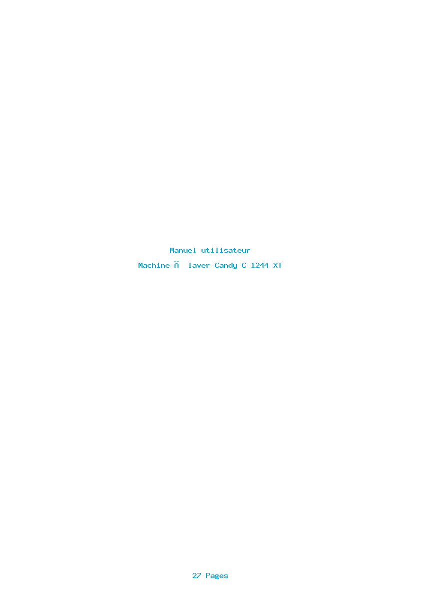 Page 1 de la notice Manuel utilisateur Candy C 1244 XT