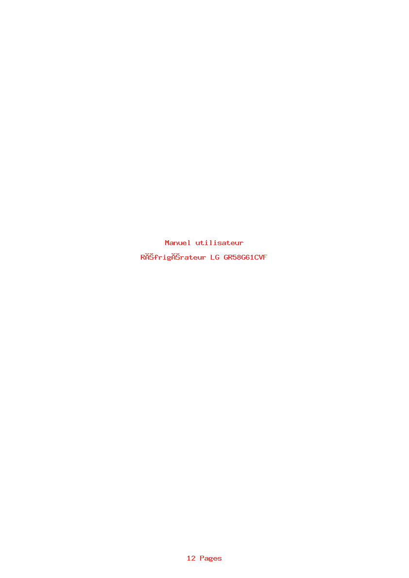 Page 1 de la notice Manuel utilisateur LG GR58G61CVF