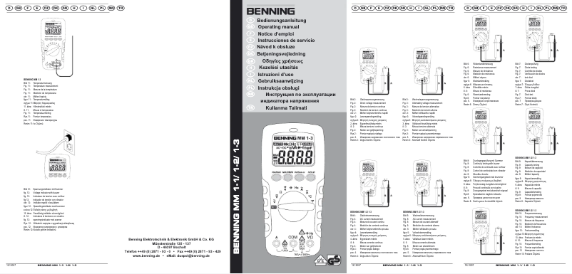 Page 1 de la notice Manuel utilisateur BENNING MM 1-3