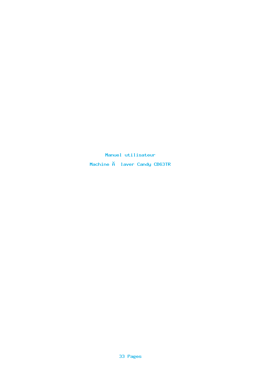 Page 1 de la notice Manuel utilisateur Candy CB63TR
