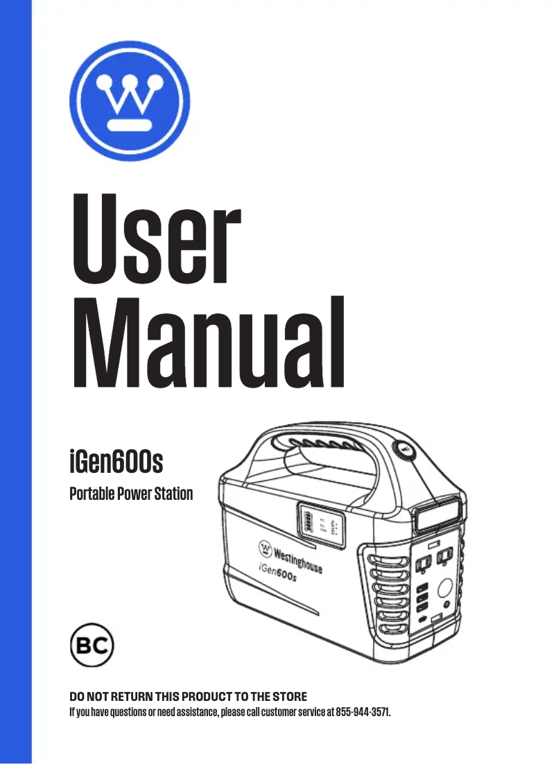 Page 1 de la notice Manuel utilisateur Westinghouse iGen600s