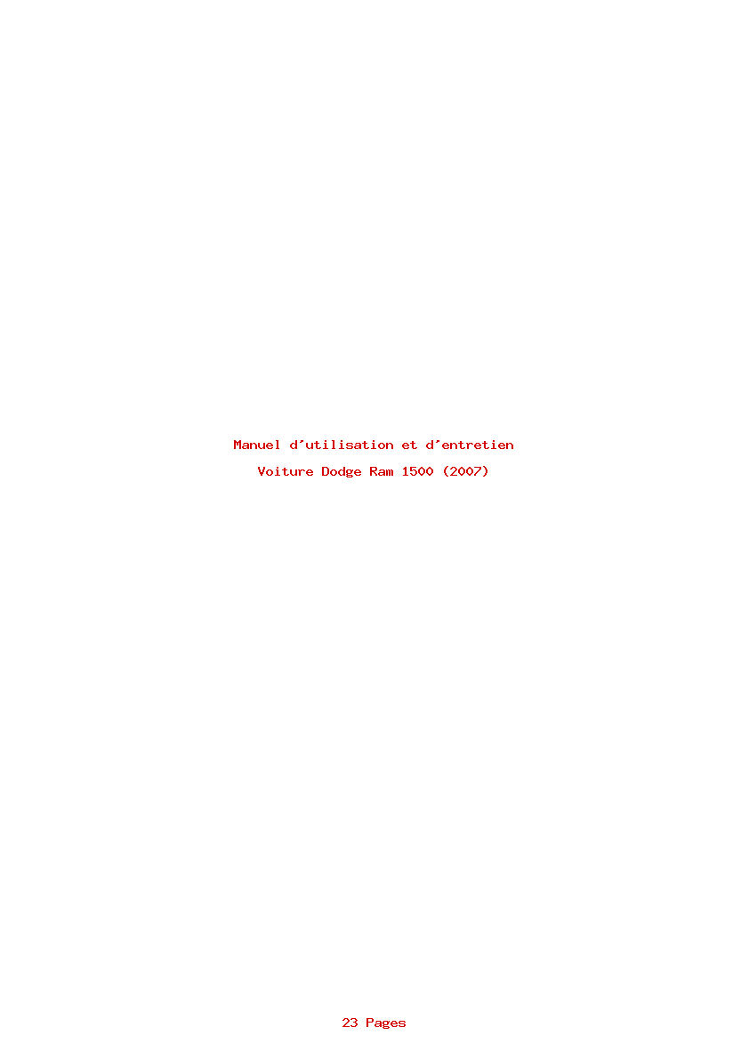 Page 1 de la notice Manuel d'utilisation et d'entretien Dodge Ram 1500 (2007)
