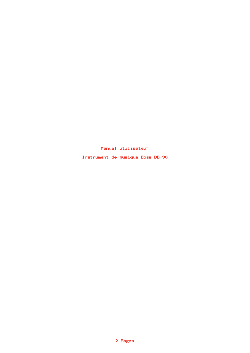 Page 1 de la notice Manuel utilisateur Boss DB-90