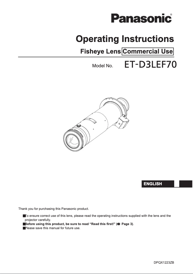 Page 1 de la notice Manuel utilisateur Panasonic ET-D3LEF70