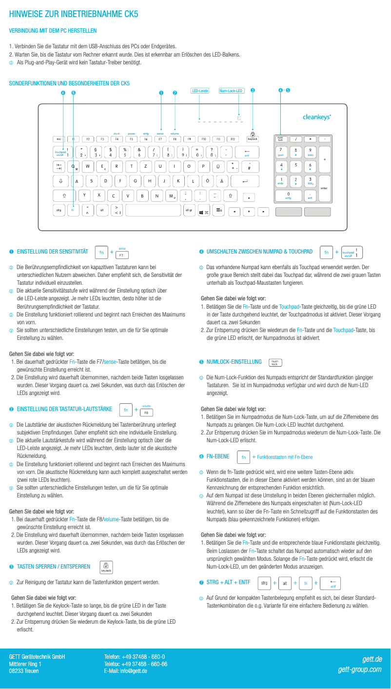Page 1 de la notice Manuel utilisateur GETT CK5