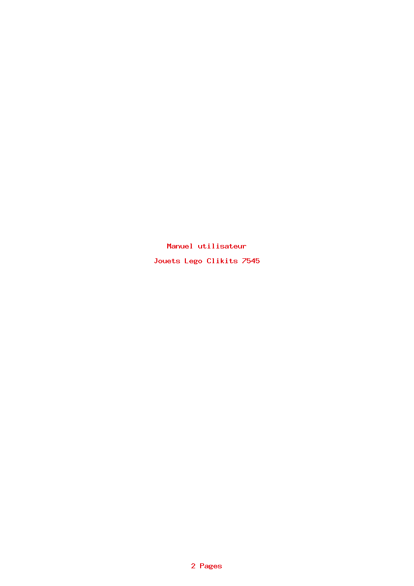 Page 1 de la notice Manuel utilisateur Lego Clikits 7545
