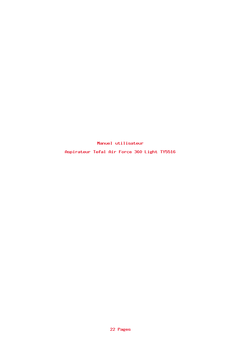 Page 1 de la notice Manuel utilisateur Tefal Air Force 360 Light TY5516