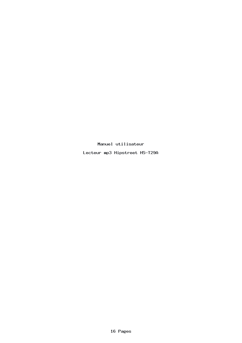 Page 1 de la notice Manuel utilisateur Hipstreet HS-T29A