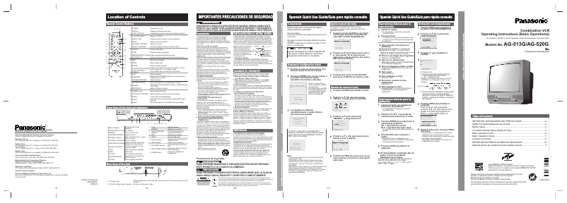 Page 1 de la notice Manuel utilisateur Panasonic AG-513G