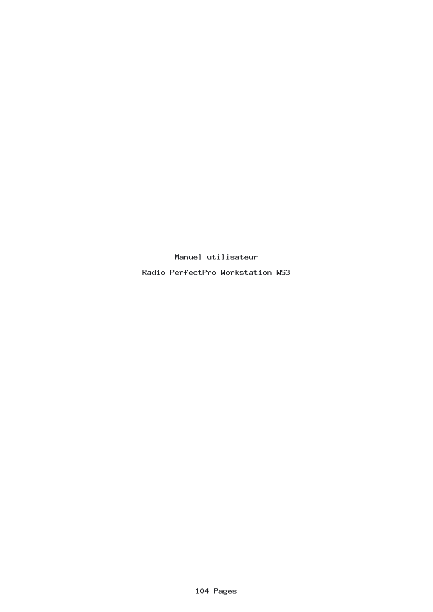 Page 1 de la notice Manuel utilisateur PerfectPro Workstation WS3