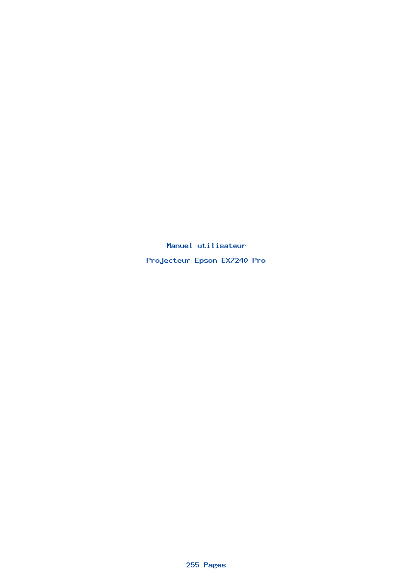 Image de la première page du manuel de l'appareil EX7240 Pro