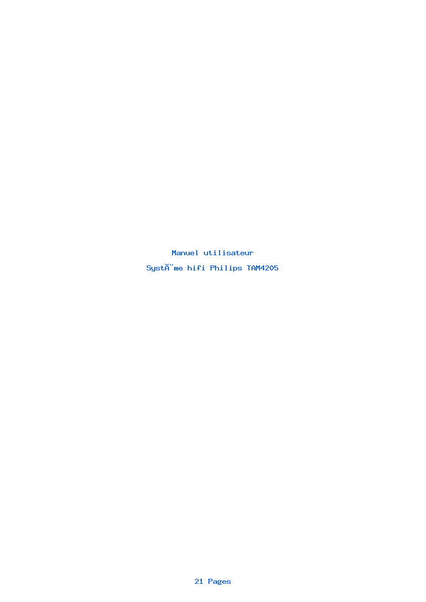 Page 1 de la notice Manuel utilisateur Philips TAM4205