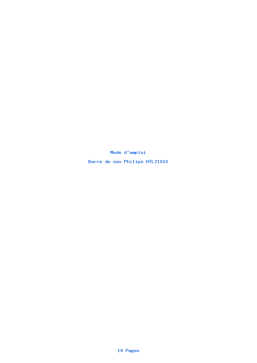 Page 1 de la notice Mode d'emploi Philips HTL2101X