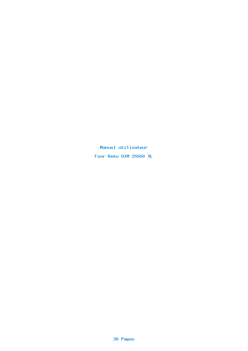 Page 1 de la notice Manuel utilisateur Beko OIM 25500 XL