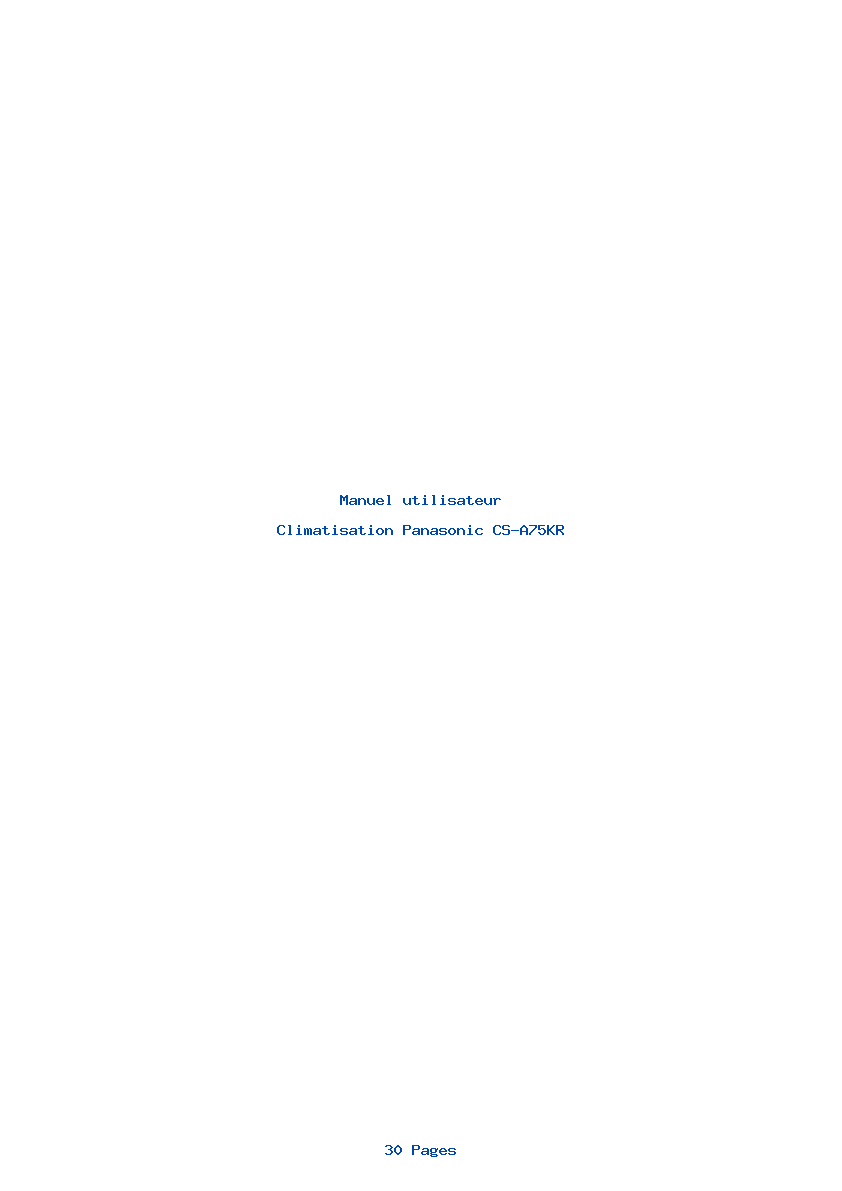 Page 1 de la notice Manuel utilisateur Panasonic CS-A75KR