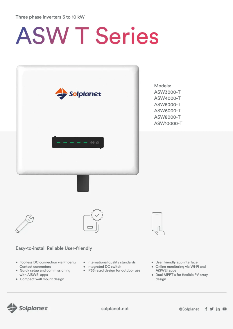 Página 1 del manual Ficha técnica Solplanet ASW6000-T