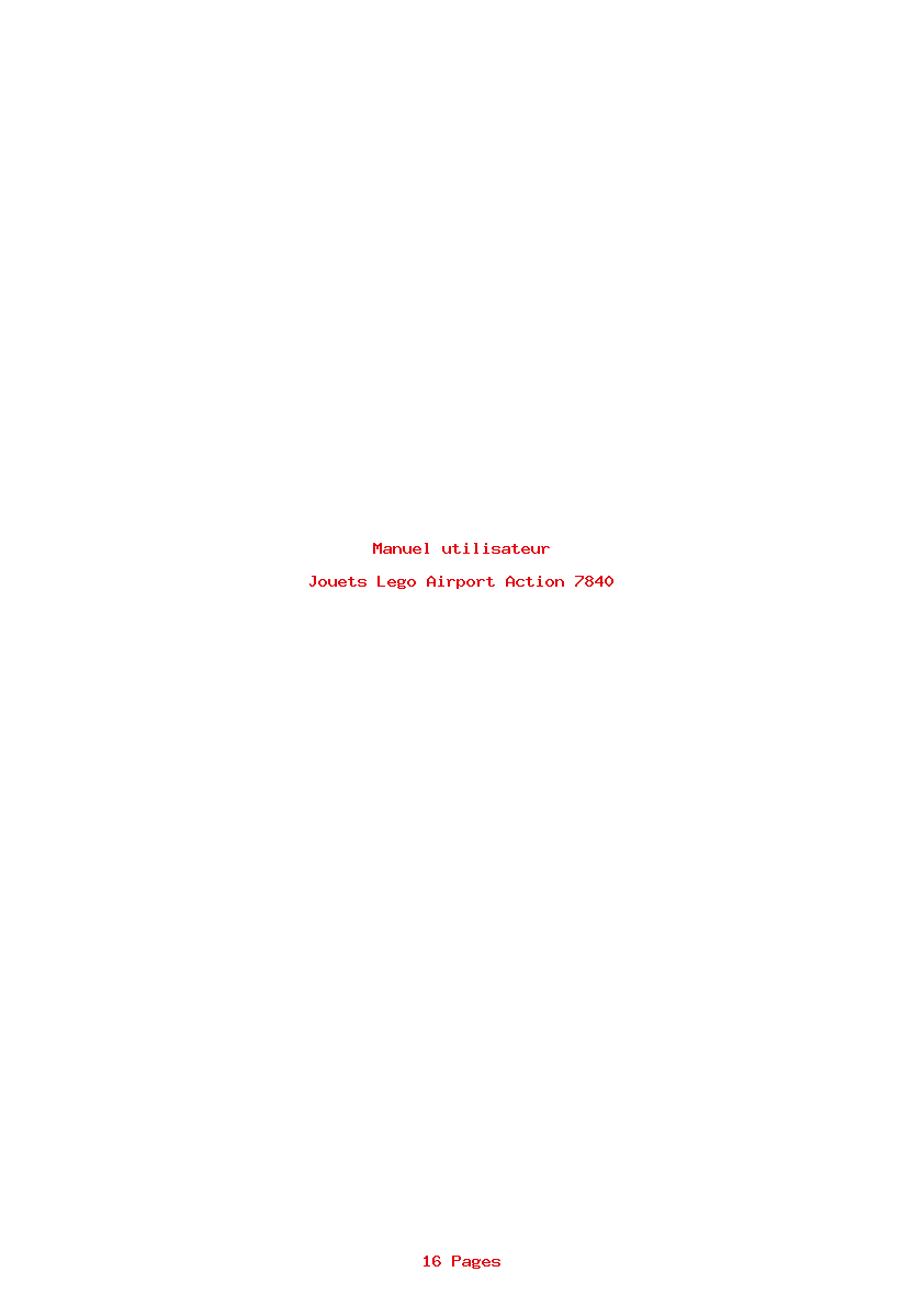 Page 1 de la notice Manuel utilisateur Lego Airport Action 7840
