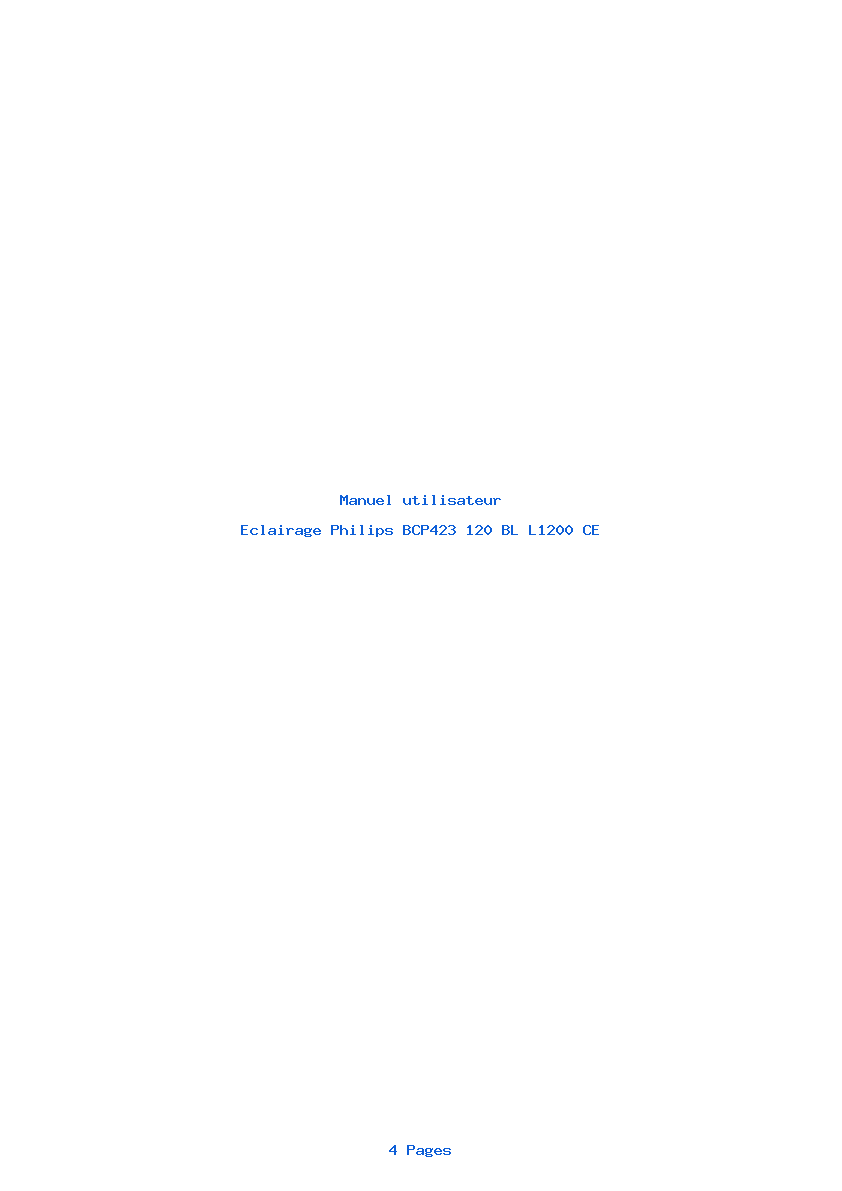 Page 1 de la notice Manuel utilisateur Philips BCP423 120 BL L1200 CE