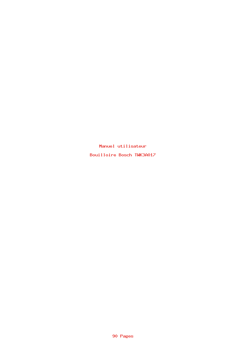 Page 1 de la notice Manuel utilisateur Bosch TWK3A017