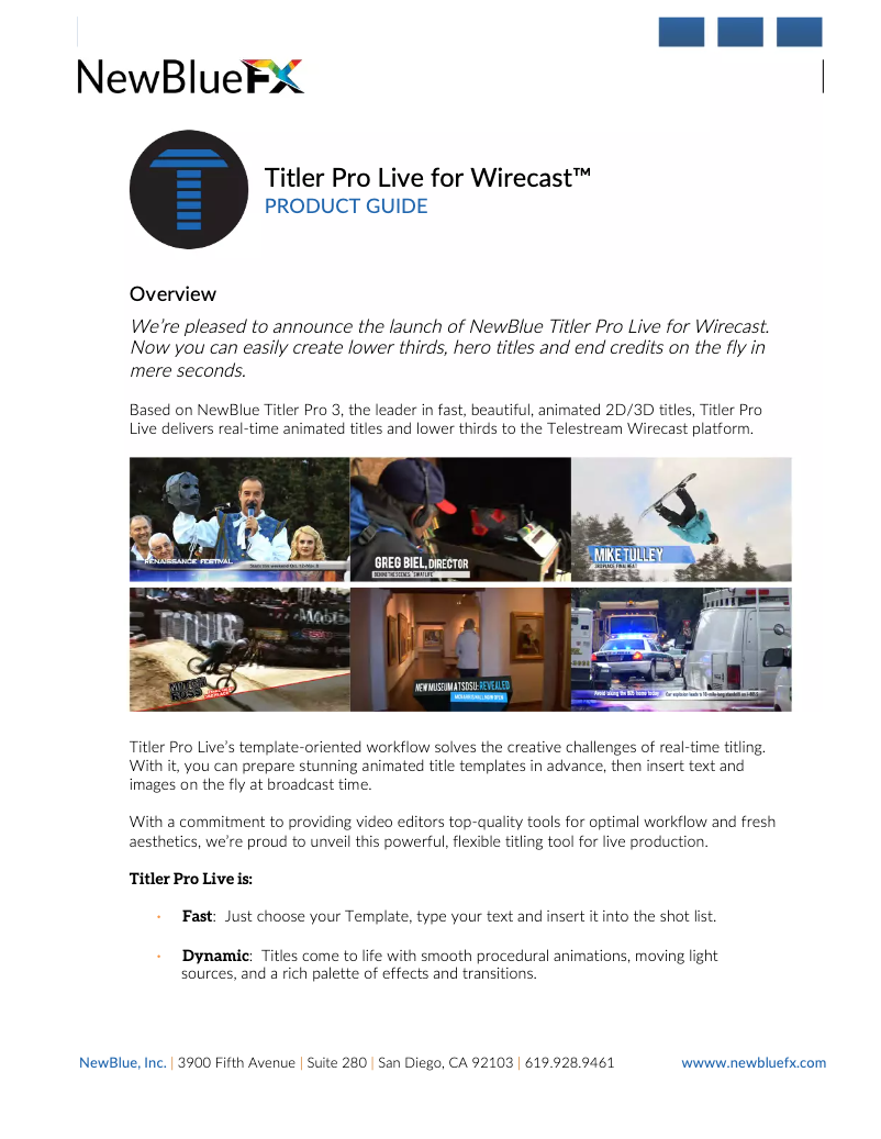 Page 1 of the manual User Manual NewBlueFX Titler Pro Live for Wirecast